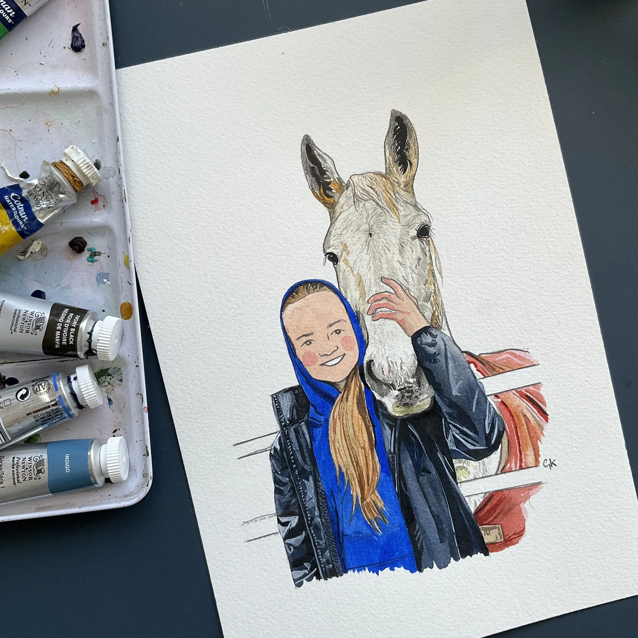 Individual Custom Portraits Hand Painted Illustrations Pencil Grace